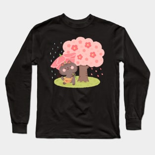 Hanami Sakura Cat Long Sleeve T-Shirt